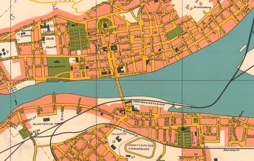 Kart Drammen sentrum 1939